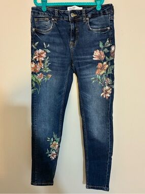 Zara Dark Blue Floral Designed Women's Jeans 4